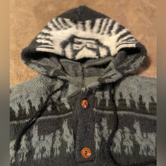 Ruminahui 80’s Wool Hooded Black/Grey/White Jacket XL Unisex - Picture 3 of 10